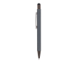 Balpen met stylus en metalen clip, blauwe inkt kleur grijs