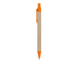 Papieren balpen met gekleurde kunststof details, blauwe inkt kleur oranje