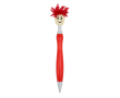 Klikpen met origineel draaiend pluizig design, blauwe inkt kleur rood