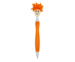Klikpen met origineel draaiend pluizig design, blauwe inkt kleur oranje