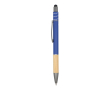 Balpen met bamboe detail en antistress spinner blauwe inkt kleur donkerblauw