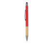 Balpen met bamboe detail en antistress spinner blauwe inkt kleur rood