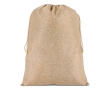 Geschenkzak van jute met rustiek design en trekkoord kleur naturel