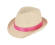 Bedrukbare strohoed met band in verschillende kleuren kleur roze