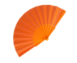 Polyester waaier in kleuren met personaliseerbaar plastic handvat kleur oranje