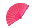 Polyester waaier in kleuren met personaliseerbaar plastic handvat kleur roze