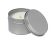Plantaardige wax kaars in monochrome ronde pot van gerecycled staal kleur zilver