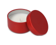 Plantaardige wax kaars in ronde pot van gerecycled staal kleur rood
