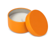 Plantaardige wax kaars in ronde pot van gerecycled staal kleur oranje