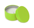 Plantaardige wax kaars in ronde pot van gerecycled staal kleur limoen groen