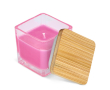 Plantaardige wax kaars in glazen pot met bamboedeksel kleur roze