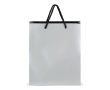 Papieren cadeautas met hengsels en zwarte binnenzijde 24x10x30 cm kleur zilver