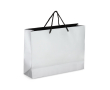 Papieren cadeautas met hengsels en zwarte binnenzijde 40x12x30 cm kleur zilver