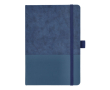 Notitieboek van kunstleer met origineel design A5 gelijnde bladzijden kleur donkerblauw