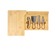 Set in personaliseerbare bamboe doos met kaas- en wijnaccessoires kleur naturel