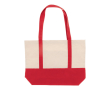 Katoenen tas met kleuraccent aan de onderkant en handvatten 280 g/m2 kleur rood