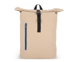 Rolltop rugzak van PU met reflecterende details 20L kleur beige