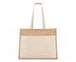 Jute tas met katoenen voorvak en bijpassende hengsels 320 g/m² kleur beige
