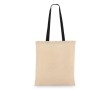 Katoenen tas met gekleurde hengsels OEKO-TEX 140 g/m² kleur zwart