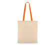 Katoenen tas met gekleurde hengsels OEKO-TEX 140 g/m² kleur oranje
