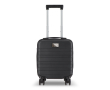 Compacte 14'' cabine-trolley met telefoonhouder in handvat kleur zwart