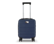 Compacte 14'' cabine-trolley met telefoonhouder in handvat kleur donkerblauw