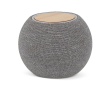 Ronde draagbare speaker en oplader van RPET en bamboe kleur grijs