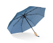 Opvouwbare RPET paraplu met houten handvat 21'' kleur donkerblauw
