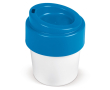 To-go beker met gekleurde deksel, 100% recyclebaar 240ml kleur wit/blauw
