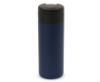 RVS fles met zwarte opklapbare dop 400ml kleur donkerblauw