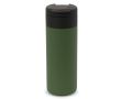 RVS fles met zwarte opklapbare dop 400ml kleur donkergroen