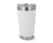 Takeaway thermosbeker van keramiek met zilverkleurige details 500ml kleur wit