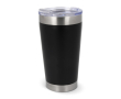 Takeaway thermosbeker van keramiek met zilverkleurige details 500ml kleur zwart