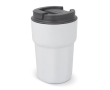 Dubbelwandige RVS takeaway beker met siliconen deksel 350ml kleur wit