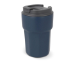 Dubbelwandige RVS takeaway beker met siliconen deksel 350ml kleur donkerblauw