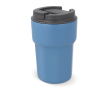 Dubbelwandige RVS takeaway beker met siliconen deksel 350ml kleur blauw