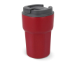Dubbelwandige RVS takeaway beker met siliconen deksel 350ml kleur donkerrood