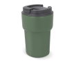 Dubbelwandige RVS takeaway beker met siliconen deksel 350ml kleur olijfgroen