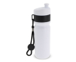 BPA-vrije sportfles met kleuraccent en riem 500ml kleur wit/zwart