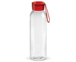 Plastic fles met dop en gekleurd draaghandvat 600ml kleur doorzichtig rood