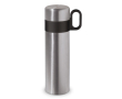 RVS thermosfles met beker en handgreep als dop 350ml kleur zilver