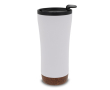 Dubbelwandige takeaway beker met kurkdetail op de bodem 480ml kleur wit