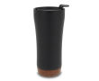 Dubbelwandige takeaway beker met kurkdetail op de bodem 480ml kleur zwart