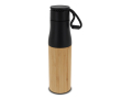 RVS fles met bamboedetails en koord 500ml kleur zwart