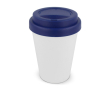 Herbruikbare plastic takeaway beker met felle kleurdeksel 250ml kleur donkerblauw