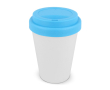 Herbruikbare plastic takeaway beker met felle kleurdeksel 250ml kleur lichtblauw