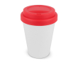 Herbruikbare plastic takeaway beker met felle kleurdeksel 250ml kleur rood