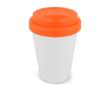 Herbruikbare plastic takeaway beker met felle kleurdeksel 250ml kleur oranje