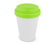 Herbruikbare plastic takeaway beker met felle kleurdeksel 250ml kleur lichtgroen