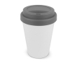 Herbruikbare plastic takeaway beker met felle kleurdeksel 250ml kleur grijs